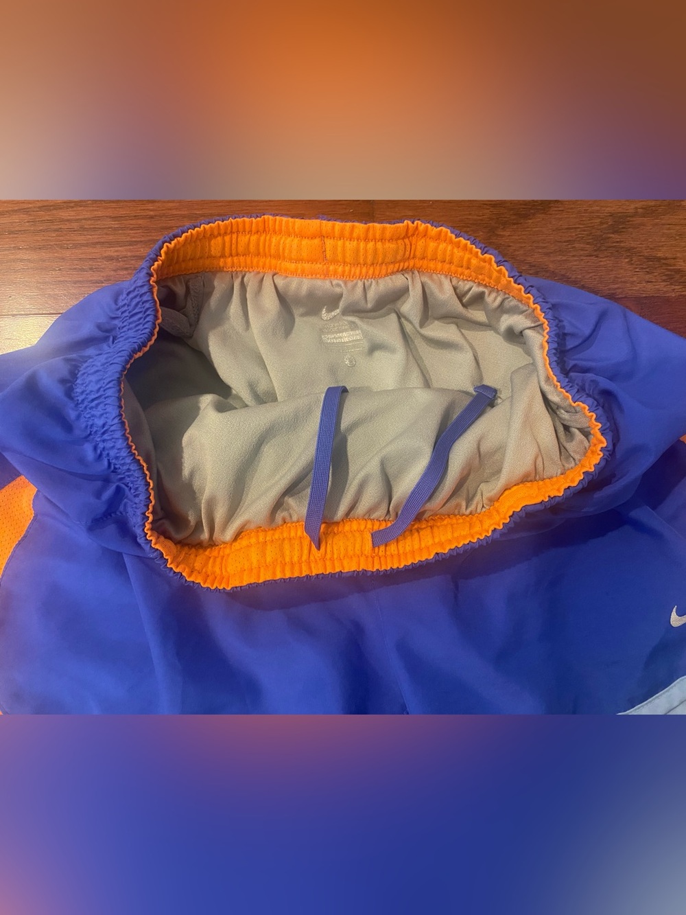 Nike Dri Fit Shorts 2 Pair Sz S Blue/Green Blue/Orange Panty Insert Drawstring - Picture 6 of 11